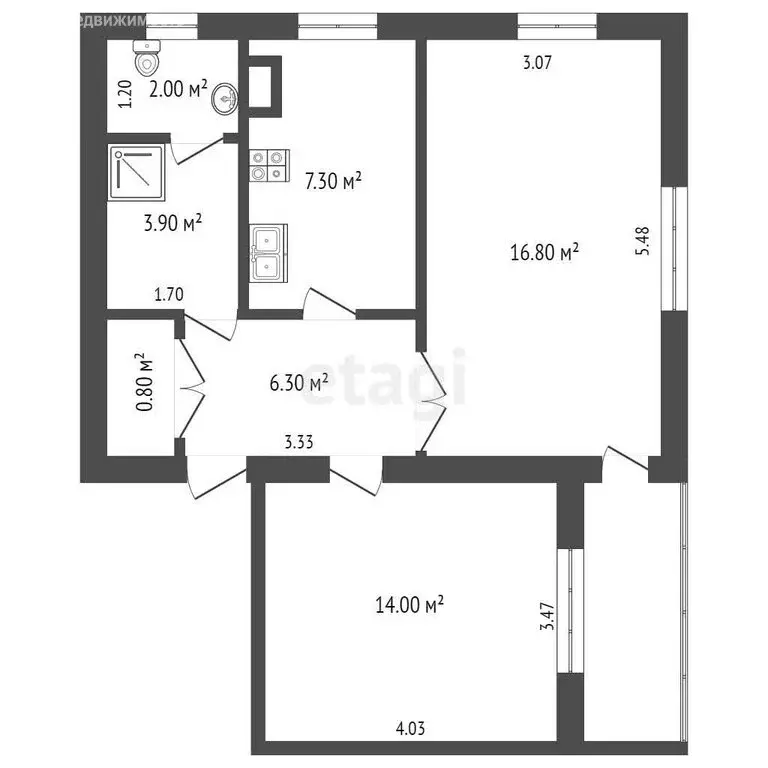 2-комнатная квартира: Чёрмоз, Заводская улица, 3 (51.3 м) - Фото 0