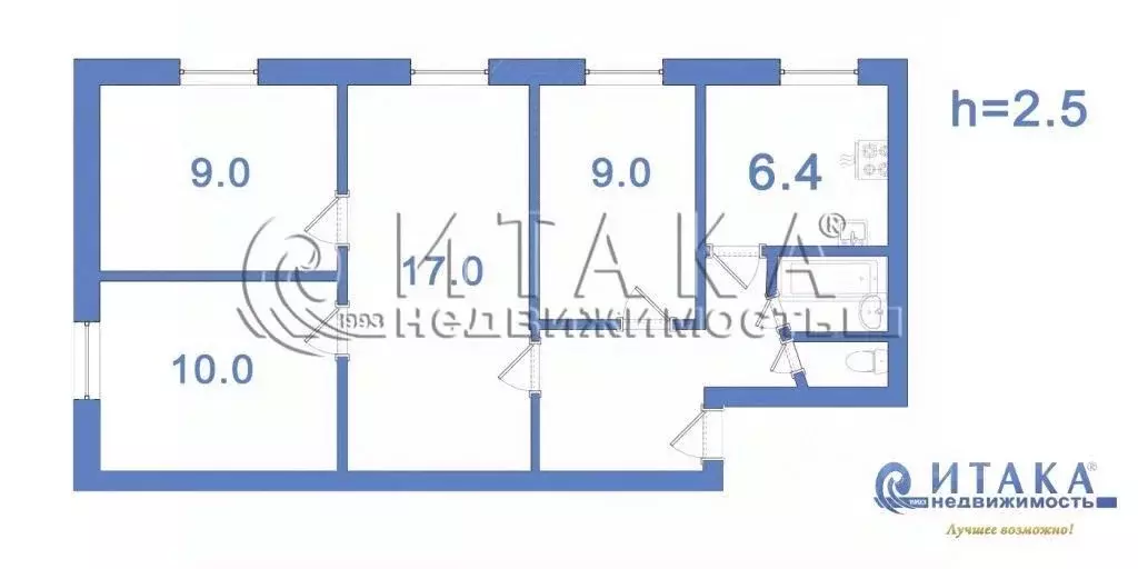 4-к кв. Ленинградская область, Кировск Набережная ул., 3 (61.8 м) - Фото 1