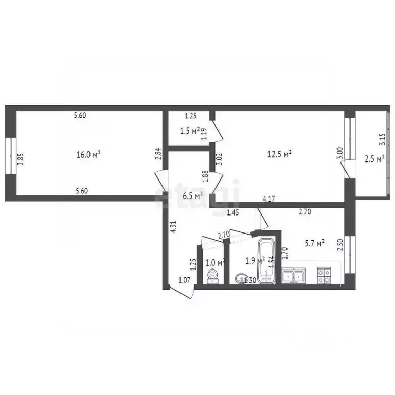 2-к кв. Башкортостан, Стерлитамак Коммунистическая ул., 29 (45.6 м) - Фото 2