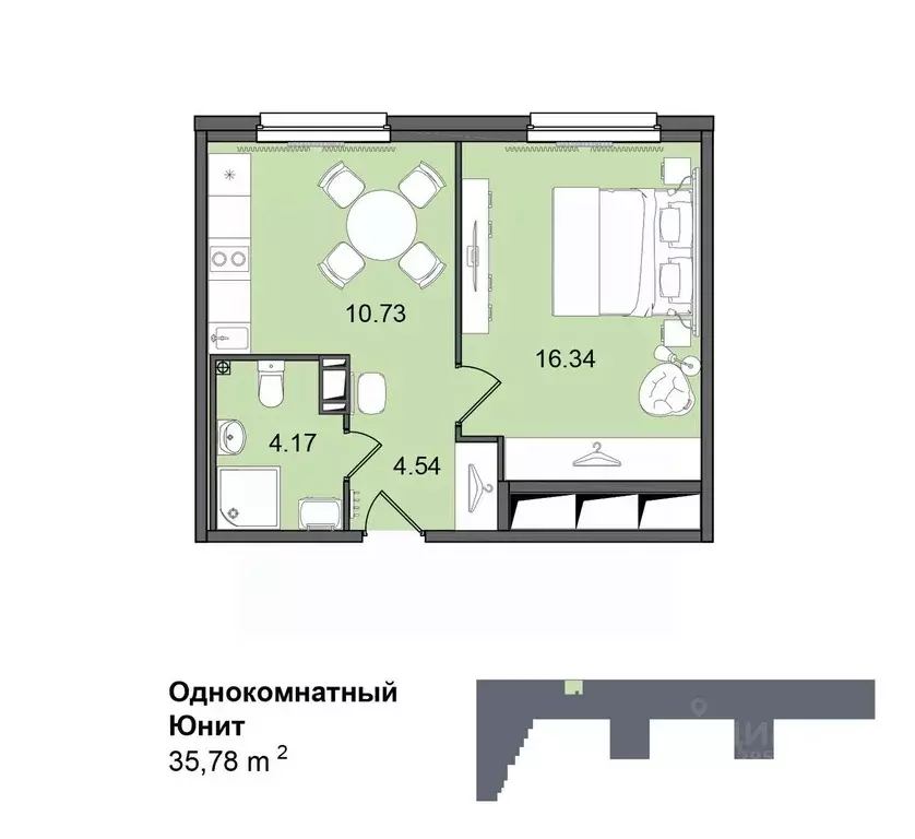 1-к кв. Санкт-Петербург Витебский просп., 99к1 (35.9 м) - Фото 0
