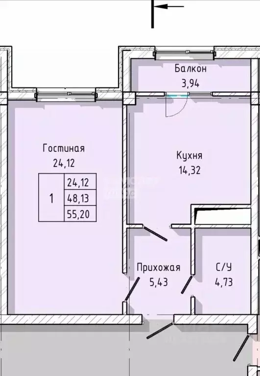 1-к кв. Кабардино-Балкария, Нальчик ул. Кирова, 331 (55.2 м) - Фото 2