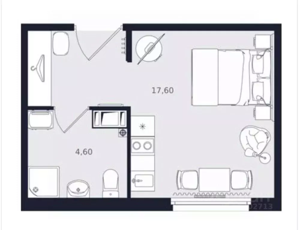 Студия Оренбургская область, Оренбург Европа-Азия жилой комплекс, 2 ... - Фото 2