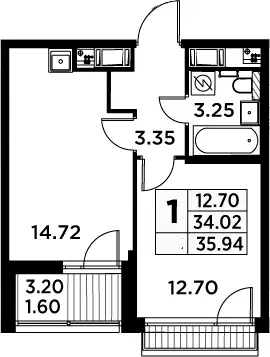Продаётся 1-к квартира, 34.02 м - Фото 1