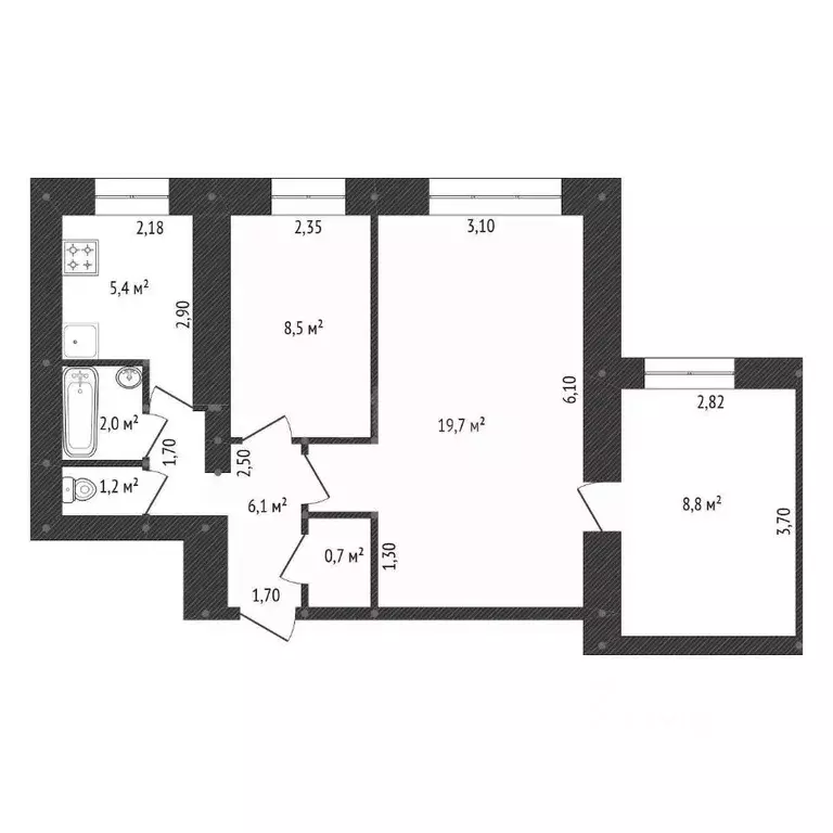3-к кв. Башкортостан, Уфа ул. Гафури, 4 (52.2 м) - Фото 1