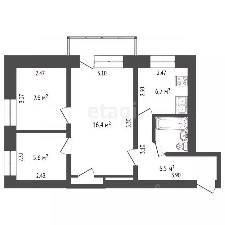 3-к кв. Крым, Симферопольский район, с. Чистенькое ул. Советская (45.7 ... - Фото 2