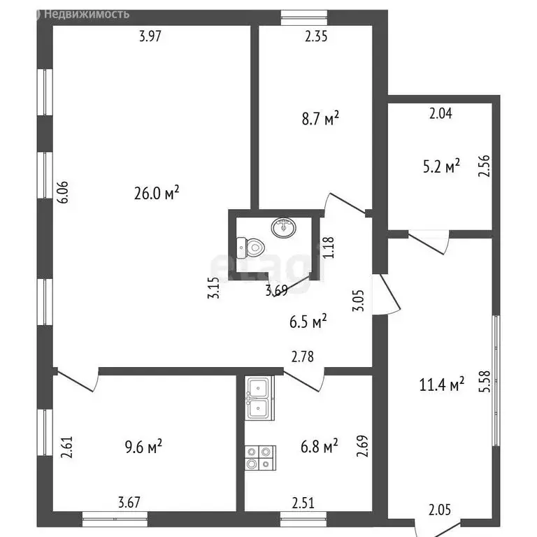 Дом в Осинники, 2-я Больничная улица (59.3 м) - Фото 1