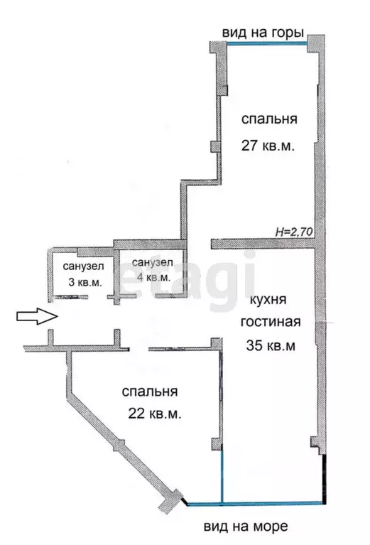 2-к кв. Краснодарский край, Геленджик ул. Грибоедова, 29 (97.0 м) - Фото 1