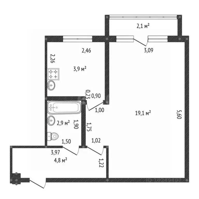 1-к кв. Башкортостан, Уфа Интернациональная ул., 179/1 (32.7 м) - Фото 2