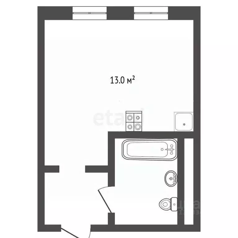 Студия Тюменская область, Тюмень ул. Республики, 204к5 (28.0 м) - Фото 1