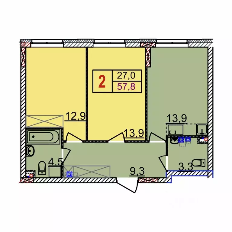 2-к кв. Нижегородская область, Нижний Новгород Квартет жилой комплекс ... - Фото 1