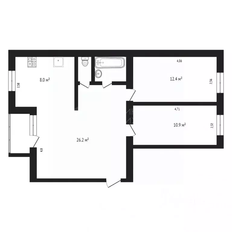 3-к кв. Тюменская область, Тюмень ул. Осипенко, 84 (65.4 м) - Фото 1