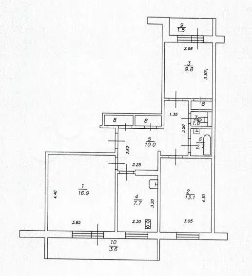 3-к. квартира, 69,2 м, 9/9 эт. - Фото 0