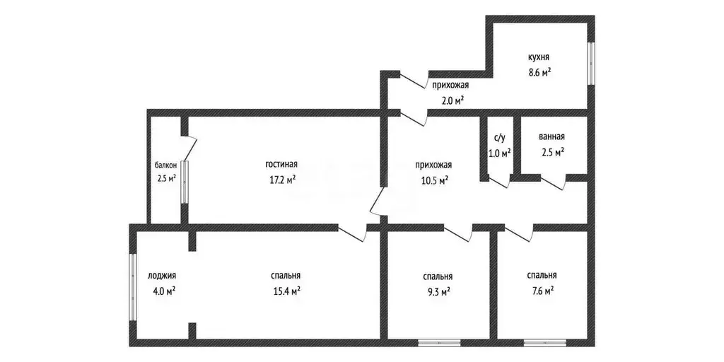 4-комнатная квартира: Махачкала, улица Габитова, 16А (80.6 м) - Фото 1