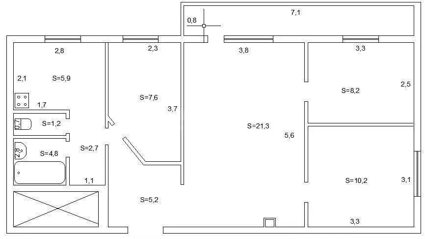 4-комнатная квартира: Казань, улица Марселя Салимжанова, 14 (69.6 м) - Фото 1