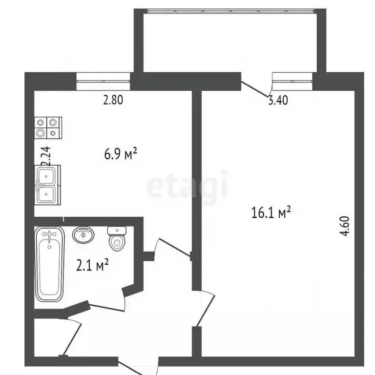 1-к кв. Хабаровский край, Амурск просп. Мира, 36 (30.9 м) - Фото 2