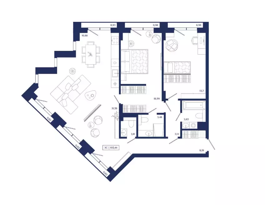 Продаётся 3-к квартира, 102.4 м - Фото 0