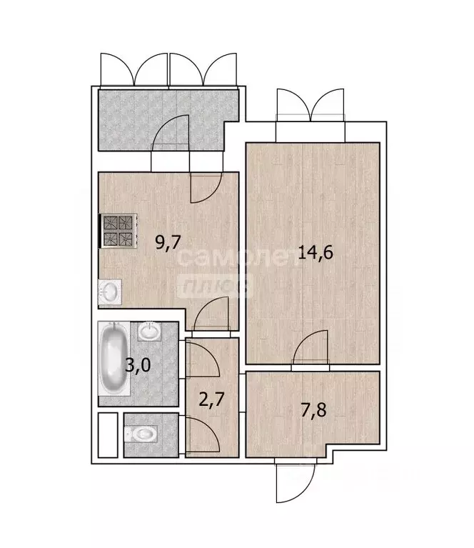 1-к кв. Тюменская область, Тюмень ул. Николая Федорова, 17 (40.7 м) - Фото 2