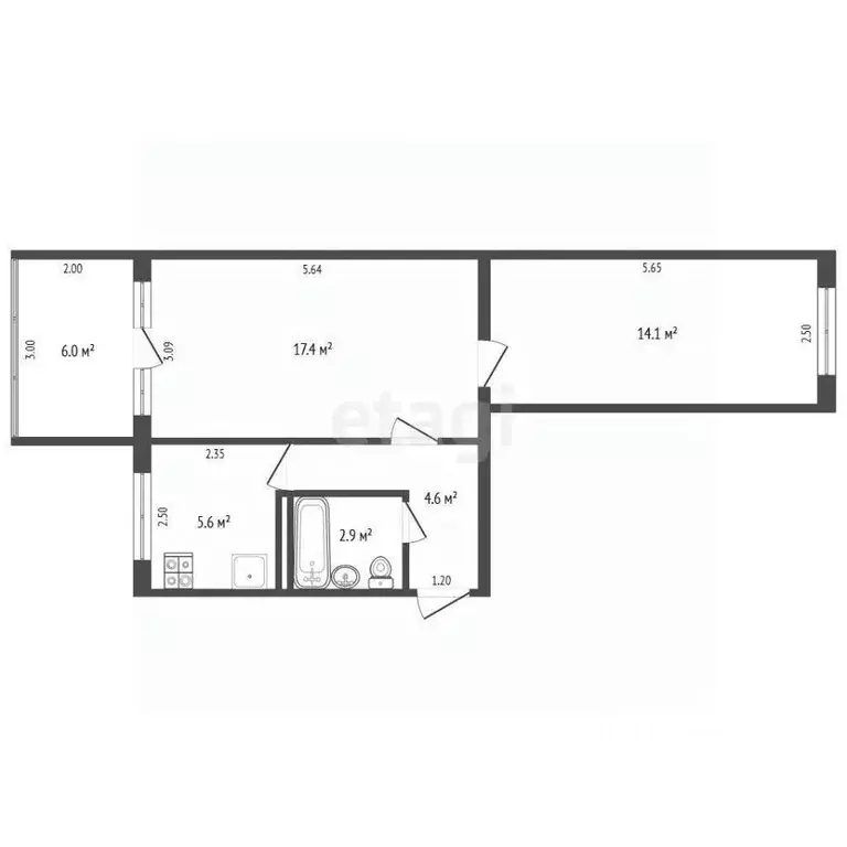 2-к кв. Крым, Ялта ул. Киевская, 11 (48.0 м) - Фото 2