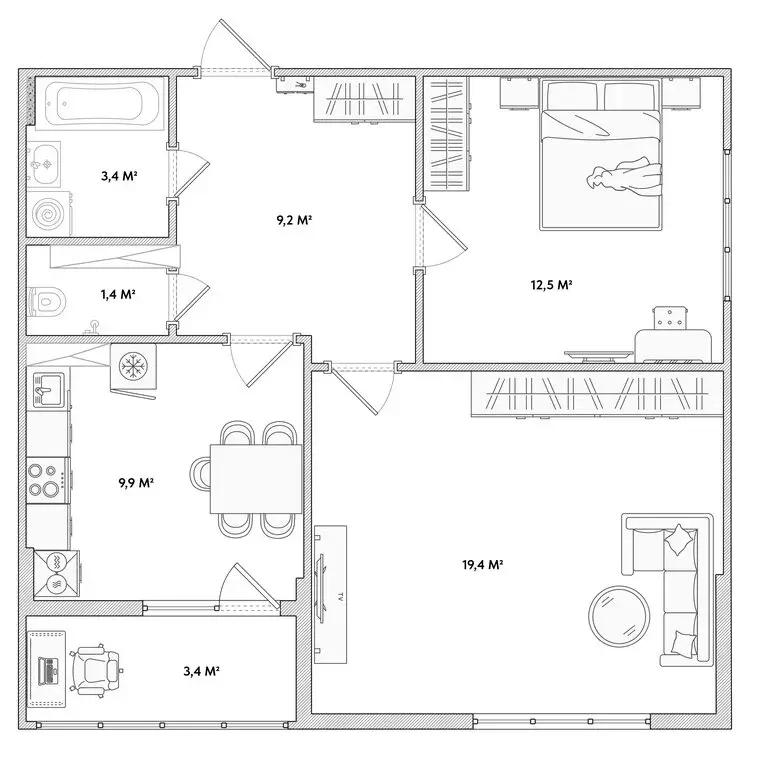 2-комнатная квартира: Орёл, Раздольная улица, 29 (55.8 м) - Фото 2