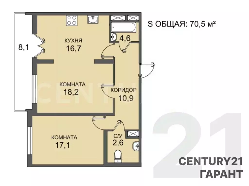 2-к кв. Санкт-Петербург просп. Тореза, 118 (70.5 м) - Фото 2