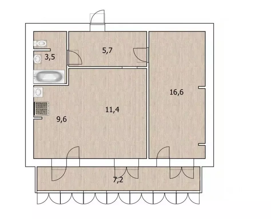 2-к кв. Башкортостан, Уфа Красноводская ул., 3 (46.8 м) - Фото 2