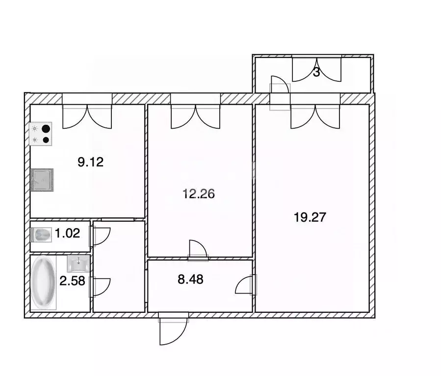 2-к кв. Ульяновская область, Ульяновск ул. Рябикова, 45 (53.6 м) - Фото 2