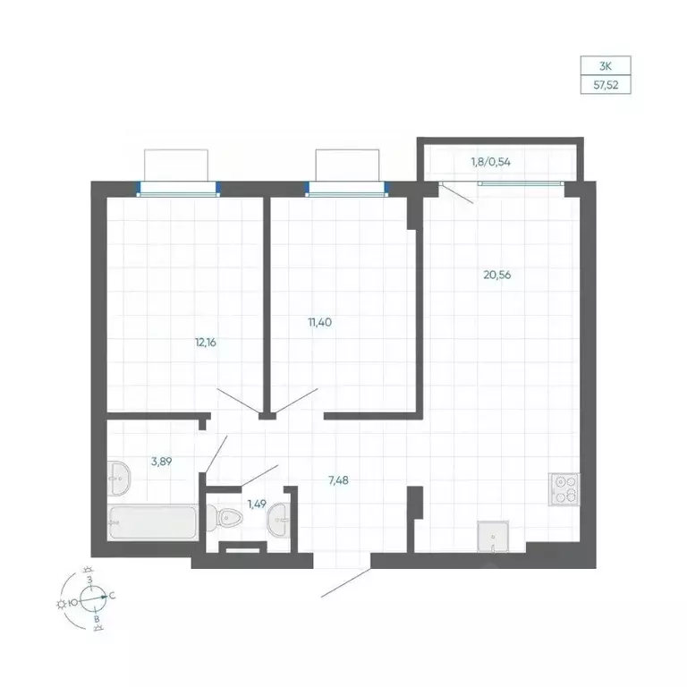 2-к кв. Челябинская область, Челябинский городской округ, пос. ... - Фото 1