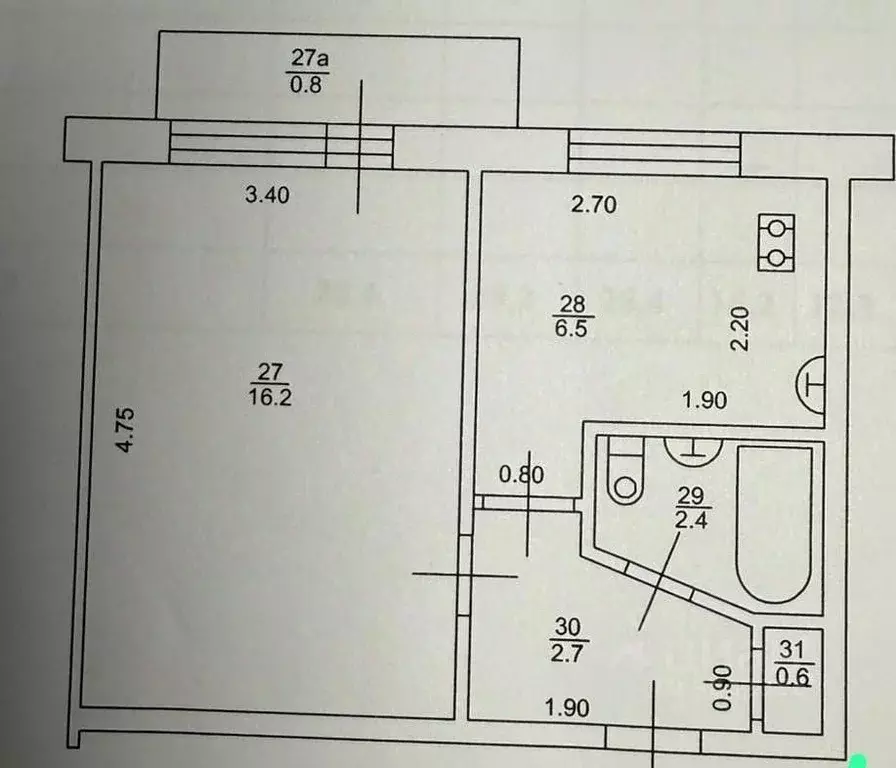 1-к кв. Татарстан, Казань ул. Хусаина Мавлютова, 20 (30.0 м) - Фото 2