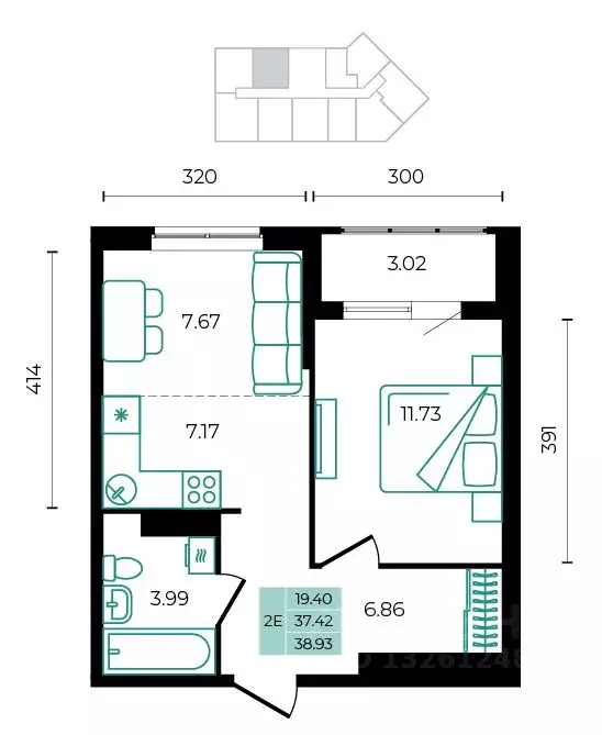 2-к кв. Адыгея, Майкопский район, пос. Тульский  (38.93 м) - Фото 1