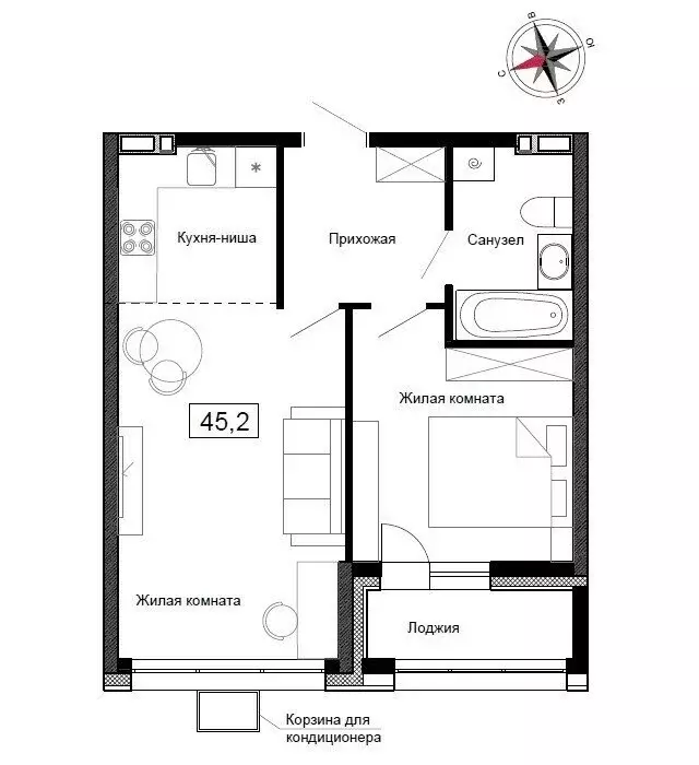 Квартира-студия: Новый, улица Ленина, 6с2 (45.2 м) - Фото 1