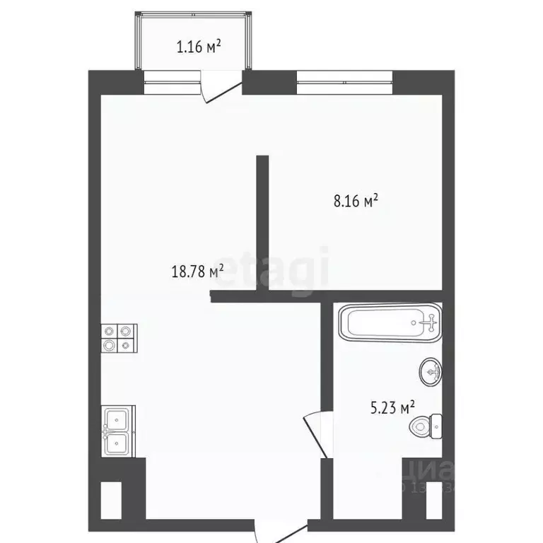 1-к кв. Тюменская область, Тюмень ул. Геннадия Райкова, 19 (32.0 м) - Фото 2