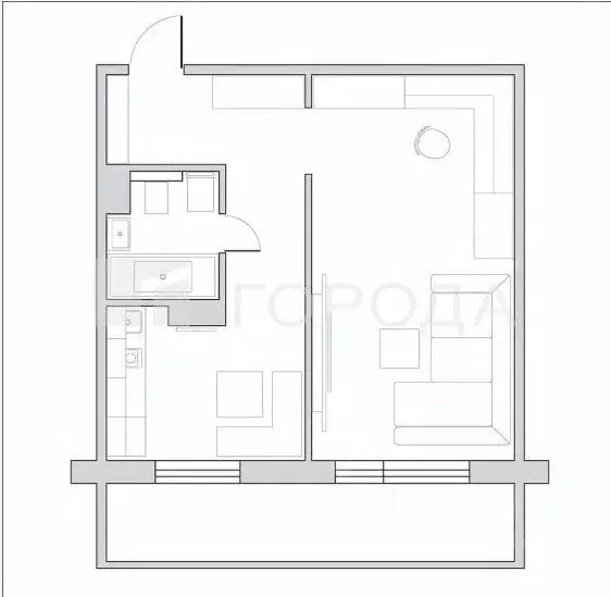1-к кв. Томская область, Томск ул. Ивана Черных, 34 (42.0 м) - Фото 2