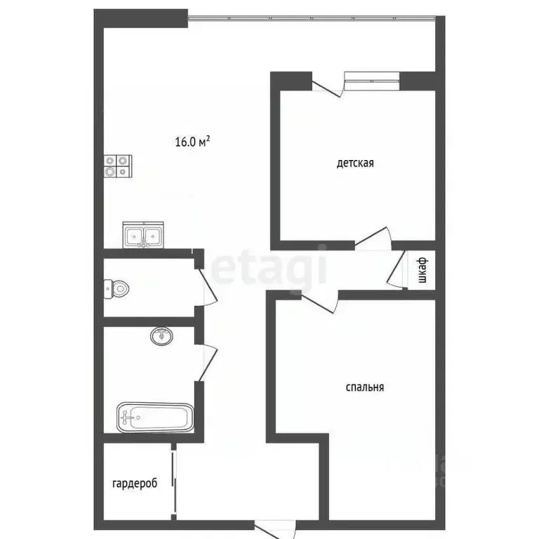 2-к кв. Ханты-Мансийский АО, Ханты-Мансийск ул. Гагарина, 35 (56.6 м) - Фото 1