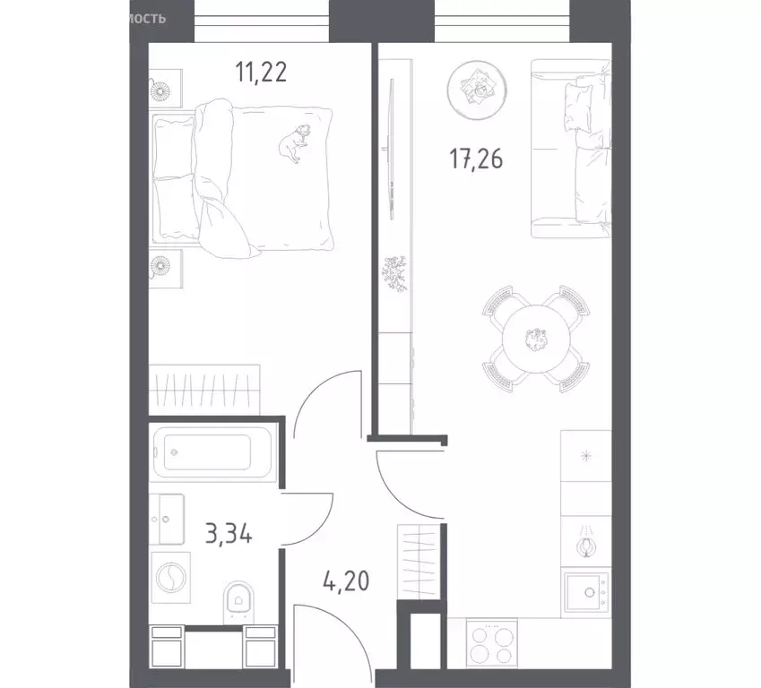 1-комнатная квартира: Москва, Пятницкое шоссе, 56Б (36.02 м) - Фото 1
