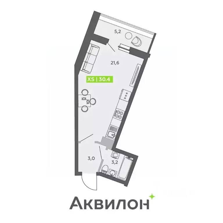 Студия Санкт-Петербург ул. Чирикова, 5 (30.4 м) - Фото 0