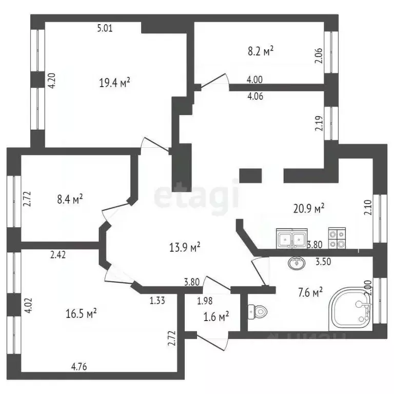 4-к кв. Карелия, Петрозаводск ул. Анохина, 8 (96.5 м) - Фото 1