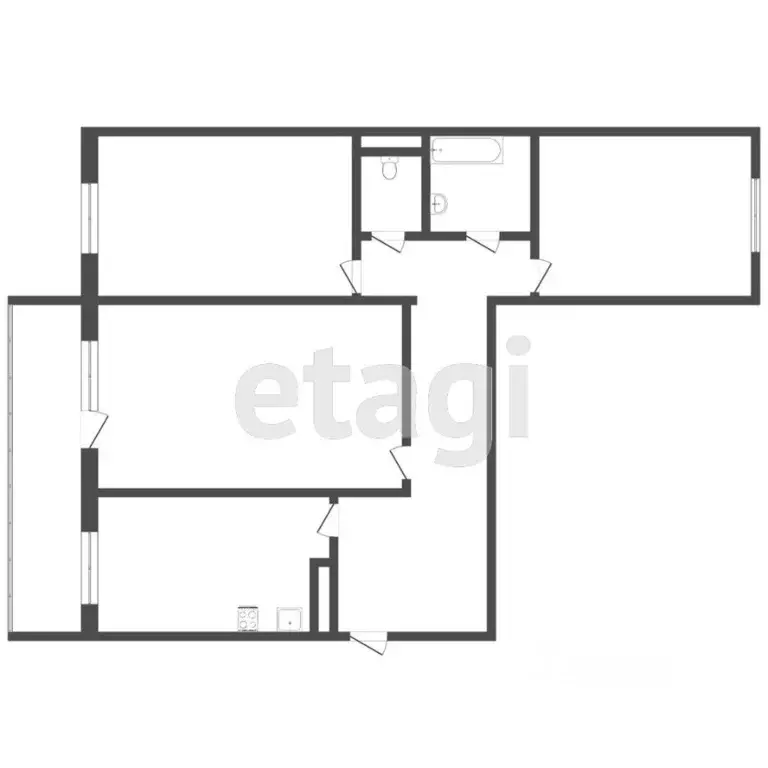 3-к кв. Томская область, Томск ул. Береговая, 17 (80.4 м) - Фото 1