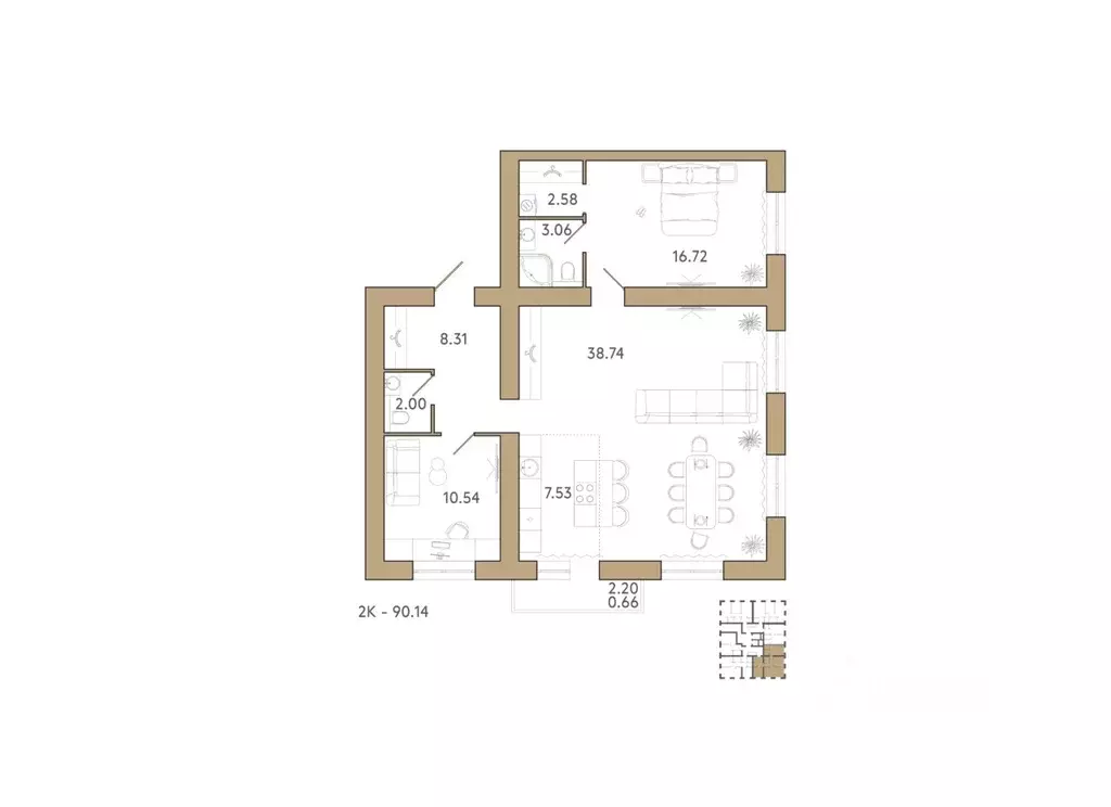 2-к кв. Пензенская область, Пенза Академия жилой комплекс (90.14 м) - Фото 1