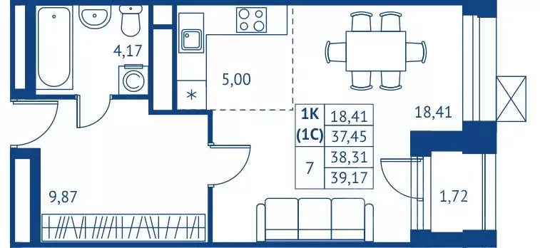 Студия Московская область, Королев Новые Подлипки мкр,  (37.45 м) - Фото 0