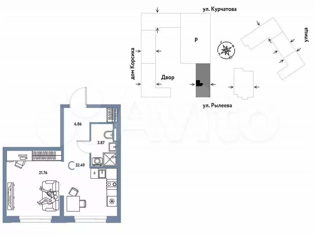 Квартира-студия, 32,5 м, 4/24 эт. - Фото 0