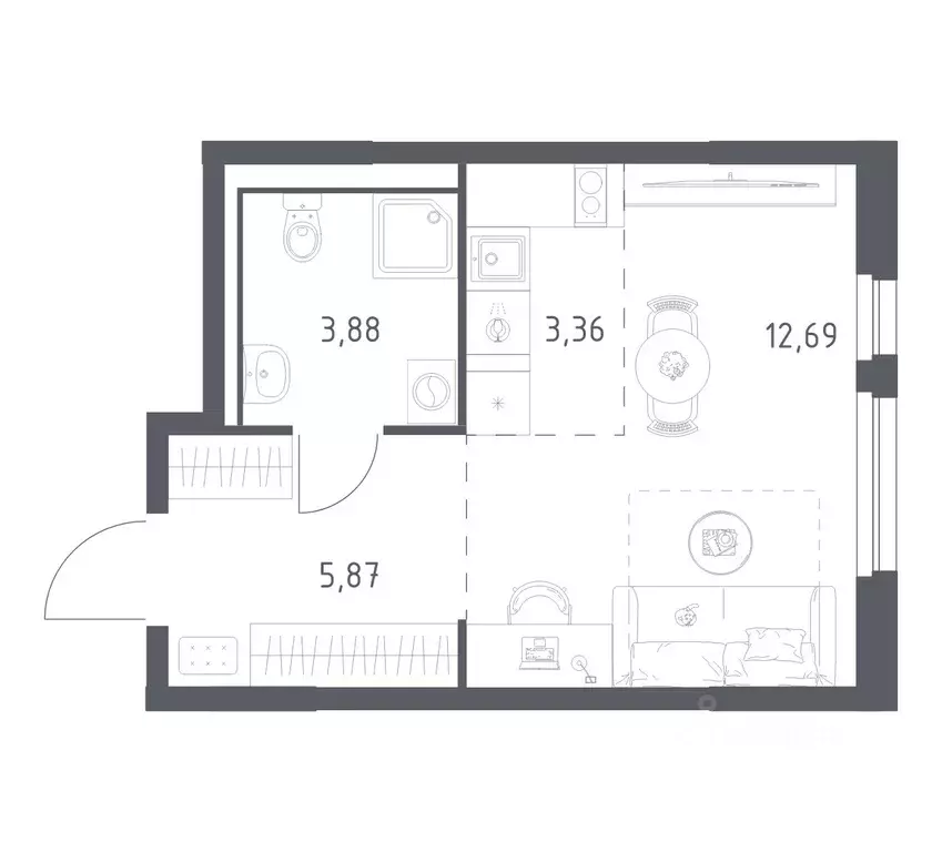 Студия Ленинградская область, Всеволожский район, Свердловское ... - Фото 1