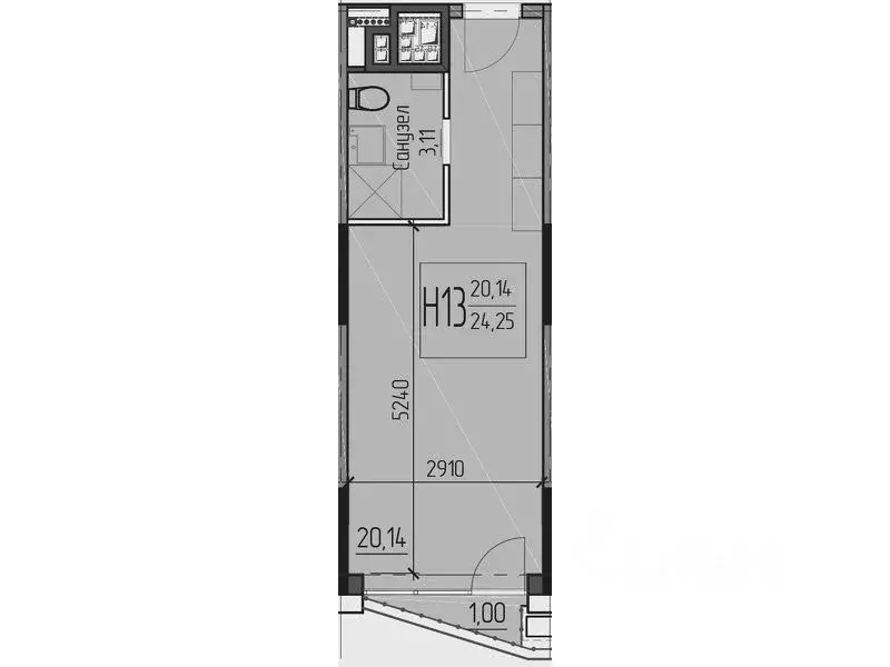 1-к кв. московская область, одинцово ул. чистяковой, 8с2 (24.0 м) - Фото 0