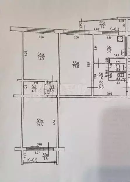 3-к. квартира, 64 м, 2/9 эт. - Фото 0