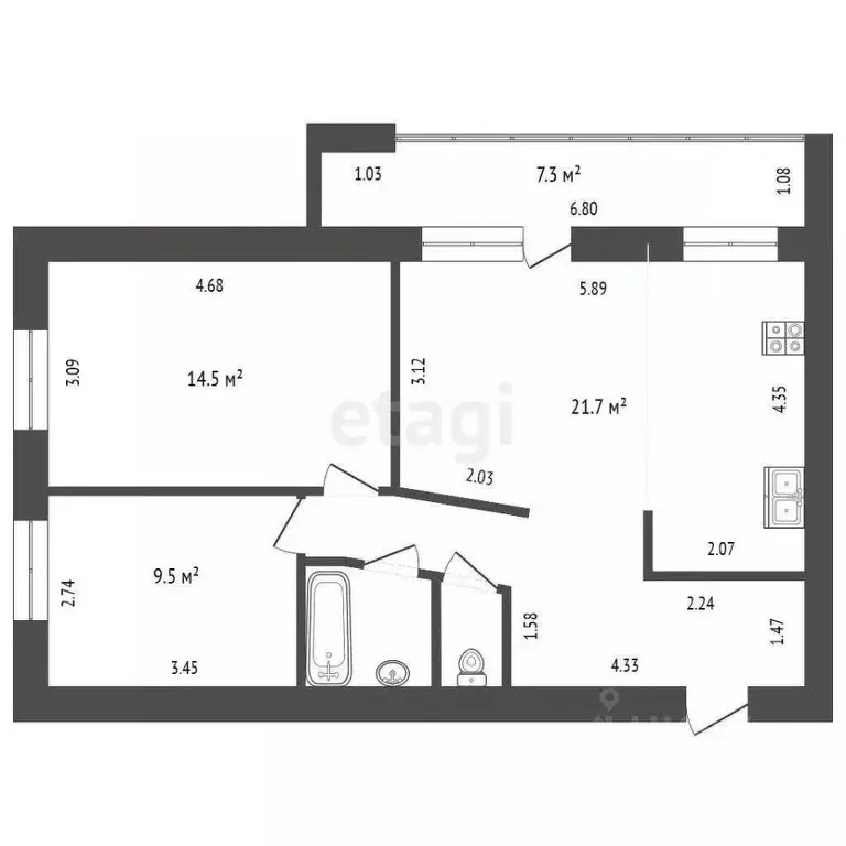 2-к кв. Тюменская область, Тюмень 6-й мкр, ул. Валерии Гнаровской, 7 ... - Фото 1