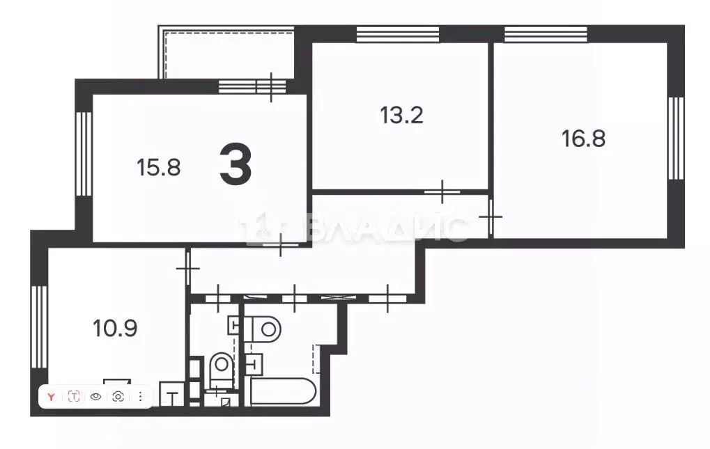 3-к кв. Москва Осташковская ул., 9К2 (72.7 м) - Фото 2