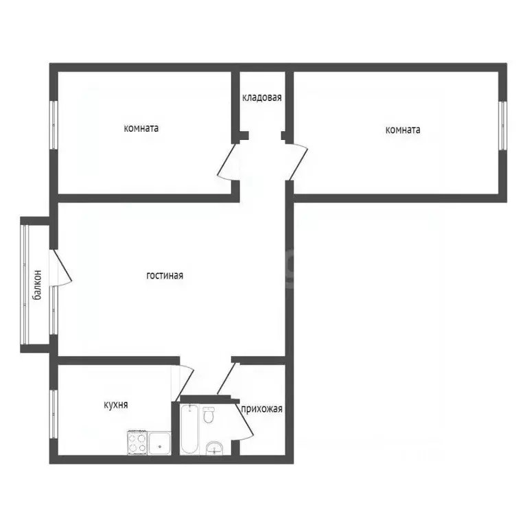 3-к кв. Курганская область, Курган ул. Коли Мяготина, 79 (58.1 м) - Фото 2