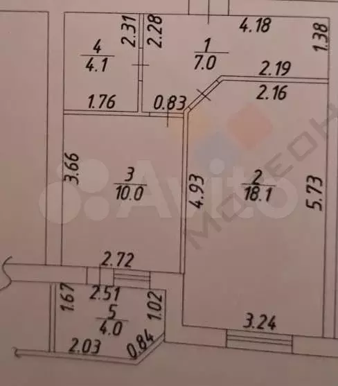 1-к. квартира, 39,2 м, 3/4 эт. - Фото 0