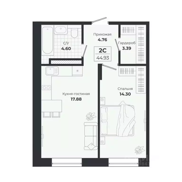 2-к кв. Новосибирская область, Новосибирск Лесоперевалка мкр, Ясный ... - Фото 0