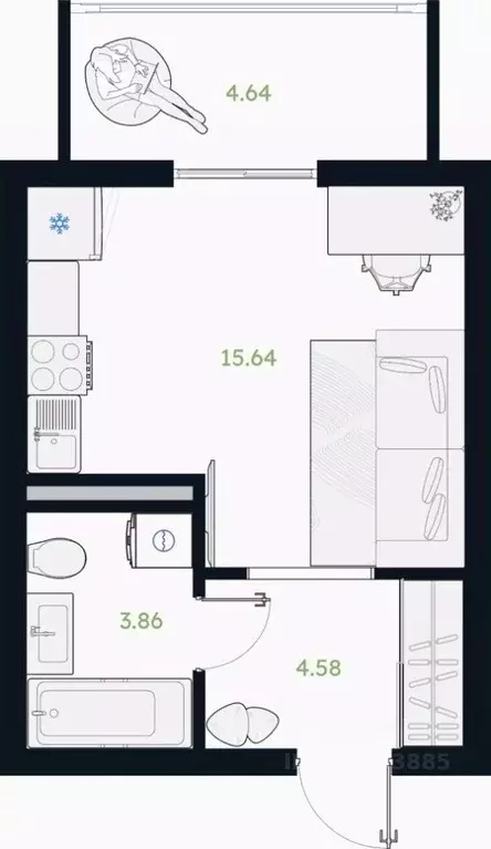1-к кв. Тюменская область, Тюменский муниципальный округ, Винзили рп  ... - Фото 1