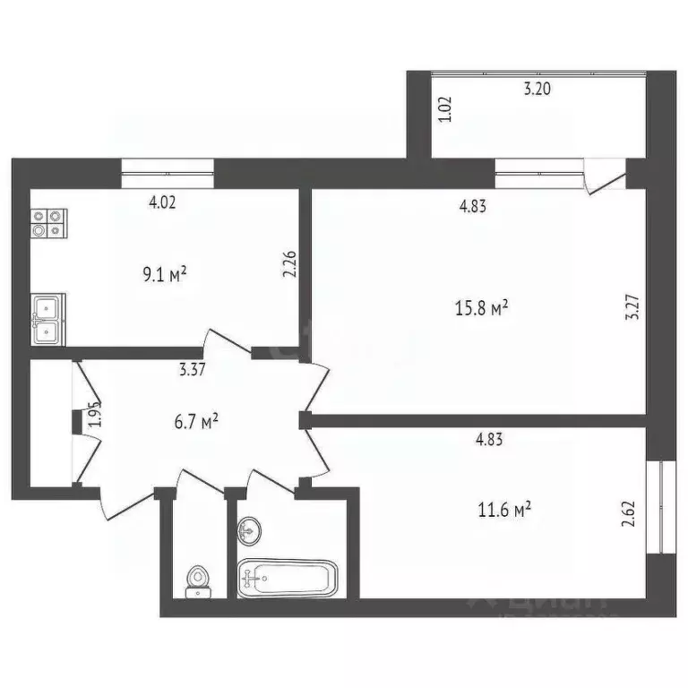 2-к кв. Вологодская область, Тотемский муниципальный округ, пос. ... - Фото 2